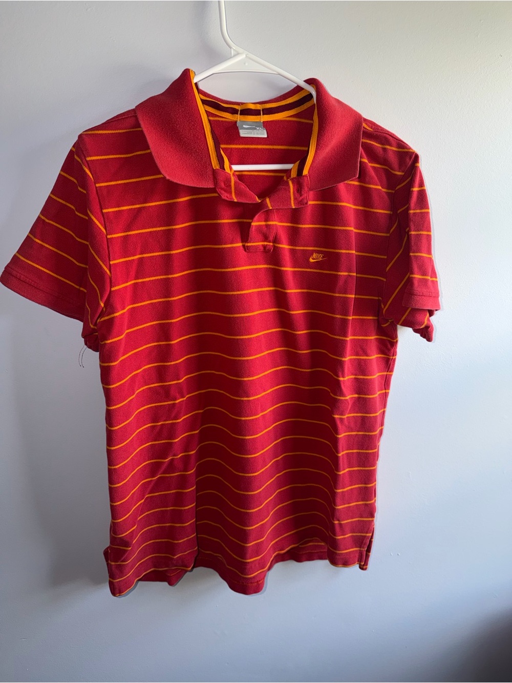 Vintage Nike Polo Shirt Men's XL Cotton Striped Gray Tag Y2K Short Sleeve Golf